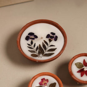 Sri aurobindo ashram clay diya with wax (set of 3) 08