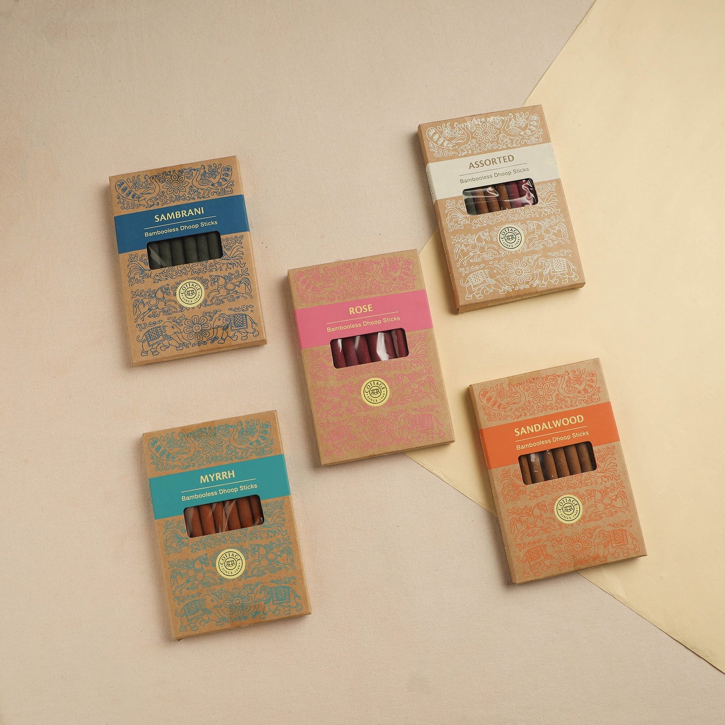 Sri Aurobindo Ashram Natural Bambooless Dhoop Sticks (Set of 5)