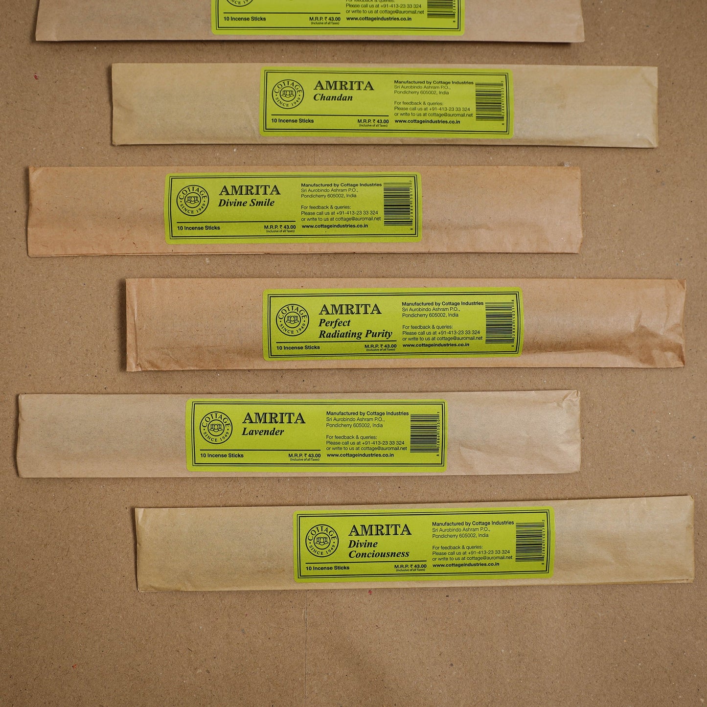 Sri aurobindo ashram natural incense sticks (set of 6) 13