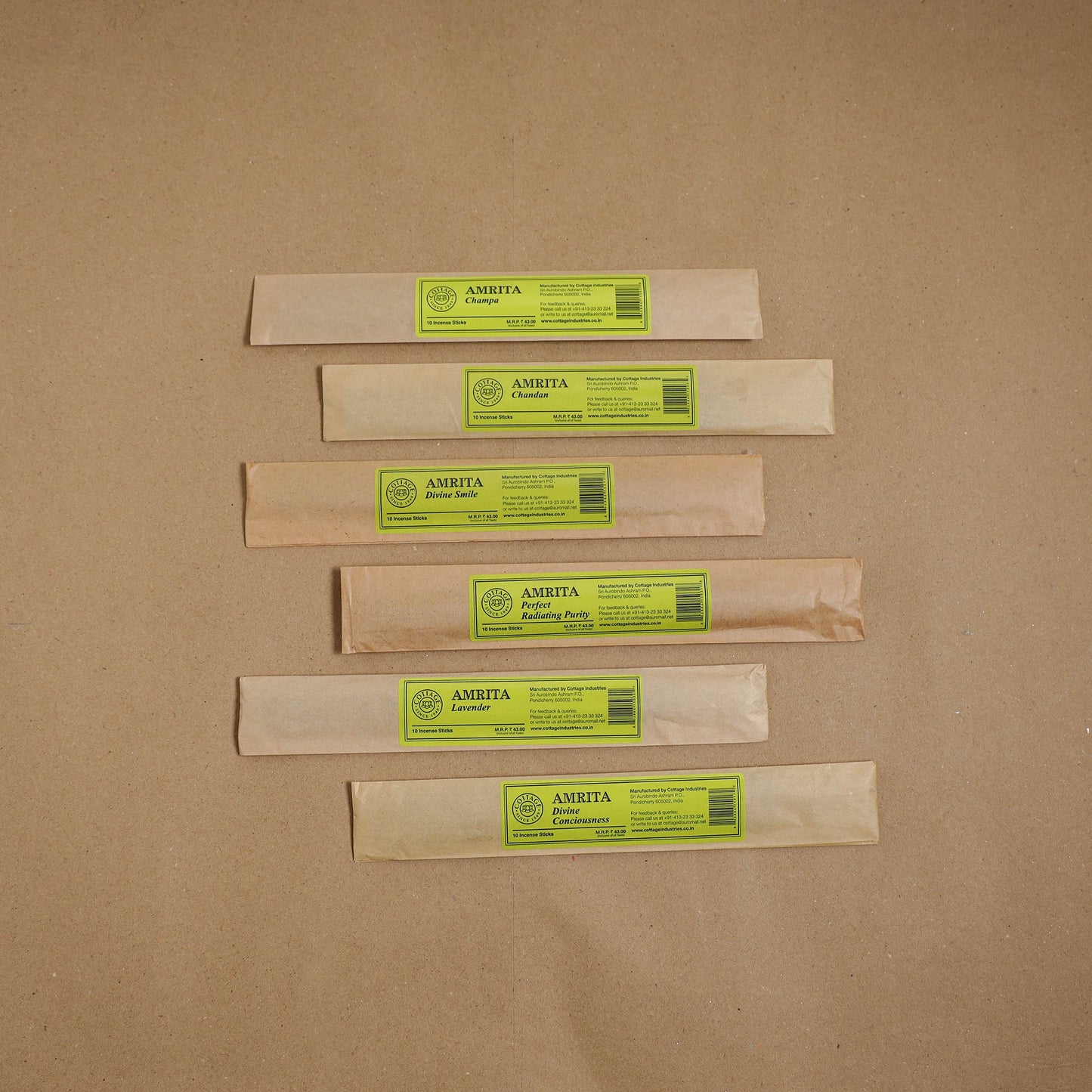 Sri aurobindo ashram natural incense sticks (set of 6) 13