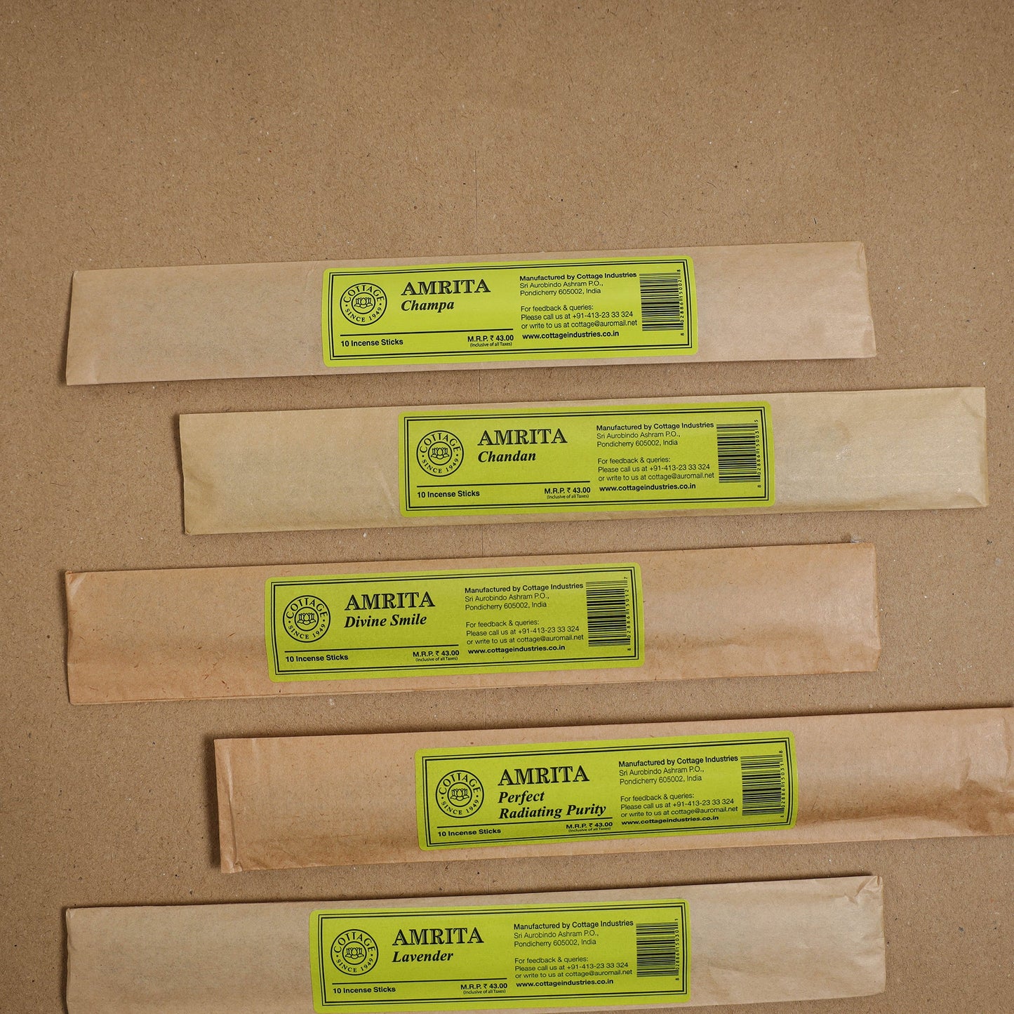 Sri aurobindo ashram natural incense sticks (set of 6) 13