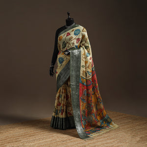 Srikalahasti handloom mangalagiri pattu silk handpainted