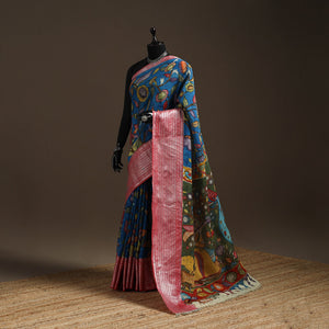 Srikalahasti handloom mangalagiri pattu silk handpainted