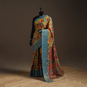 Srikalahasti handloom mangalagiri pattu silk handpainted