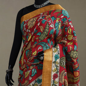 Srikalahasti handpainted natural dyed bangalore silk zari