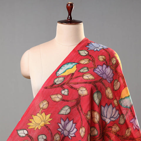  Srikalahasti Kalamkari Handpainted Pen Work Chanderi Silk Handloom Fabric 07 