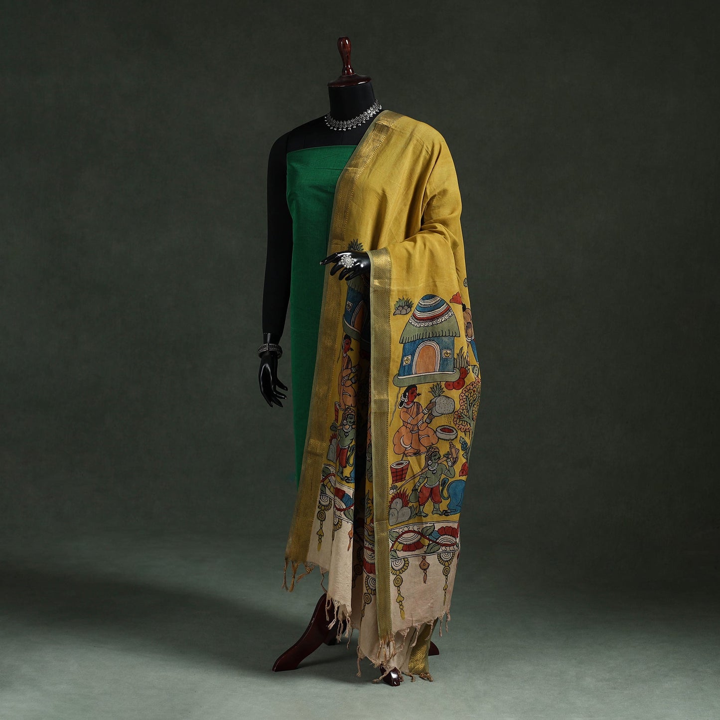 Srikalahasti natural dyed silk cotton handpainted pen