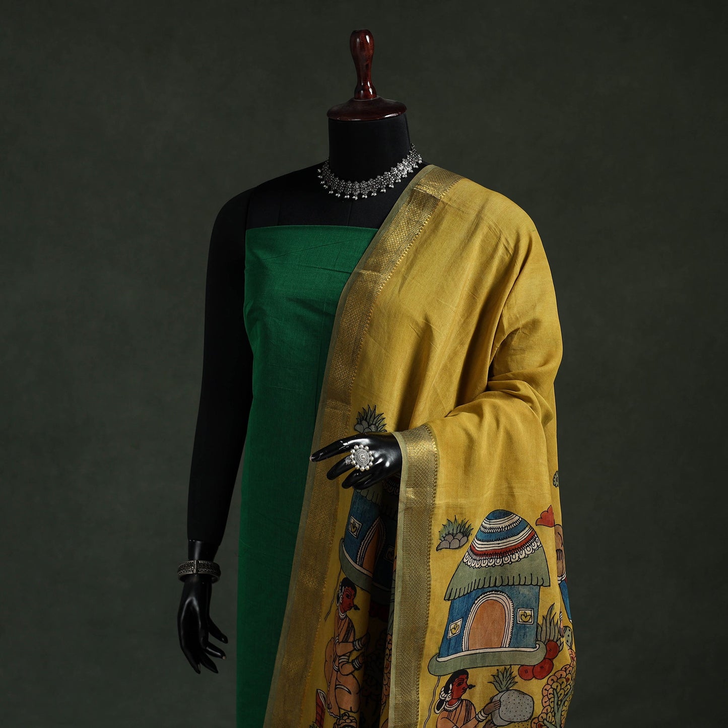 Srikalahasti natural dyed silk cotton handpainted pen