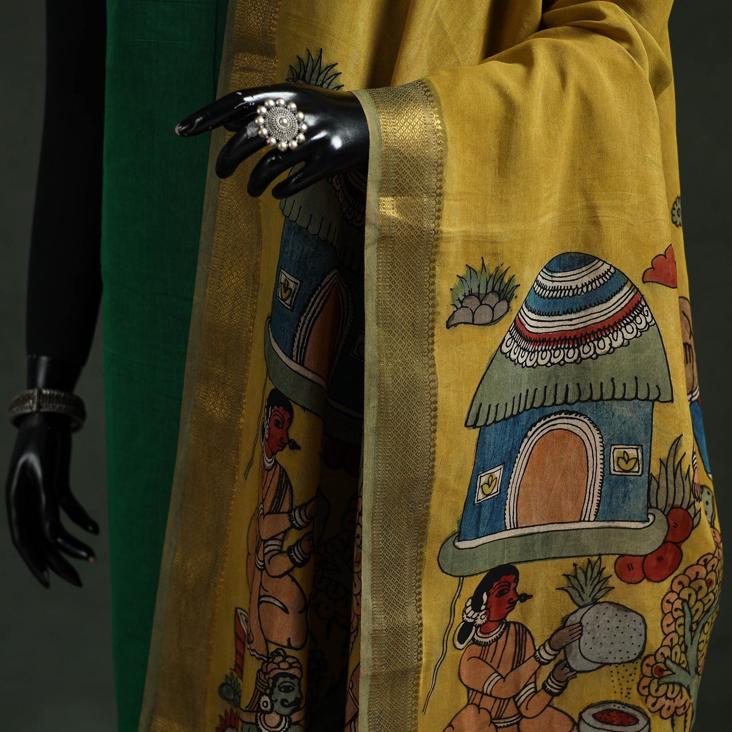 Srikalahasti natural dyed silk cotton handpainted pen