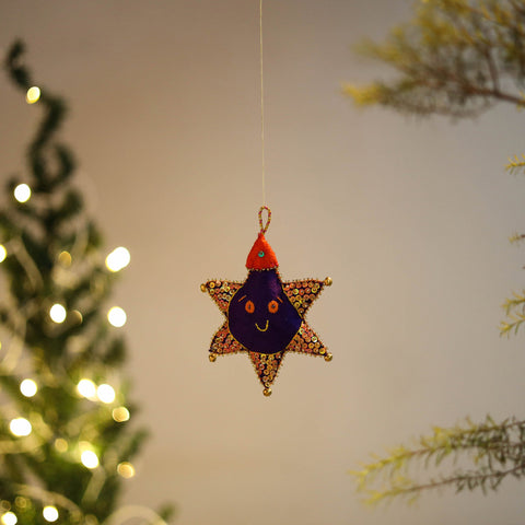 Shop Star Felt Ornament -  Handmade Christmas Decor