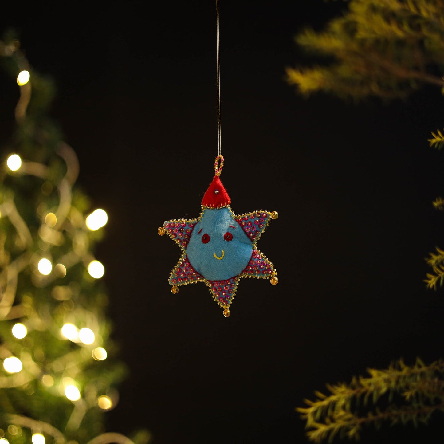 Shop Star Felt Ornament -  Handmade Christmas Decor
