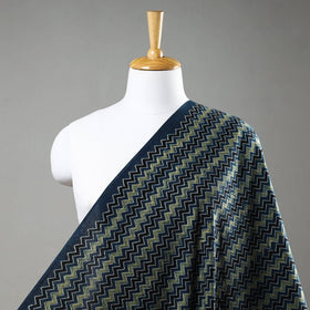  Steel Blue Chevron Block Print Cotton Ajrakh Fabric