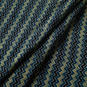  Steel Blue Chevron Block Print Cotton Ajrakh Fabric