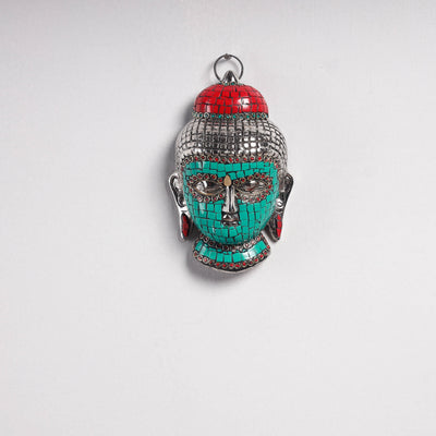  Stone Work White Metal Buddha Wall Hanging 