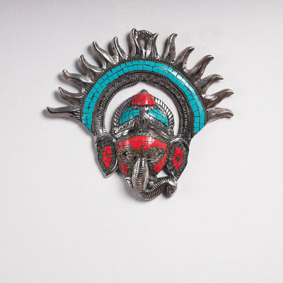  Stone Work White Metal Buddha Wall Hanging 