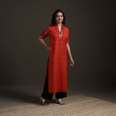 Straight cotton dharwad kurta for women 05 - handcrafted