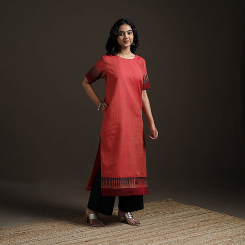 Straight cotton dharwad kurta for women 10 - handcrafted