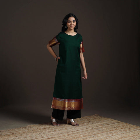 Straight cotton dharwad kurta for women 11 - handcrafted