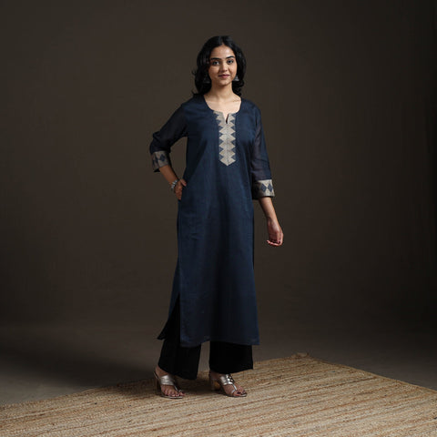 Straight cotton dharwad kurta for women 16 - handcrafted