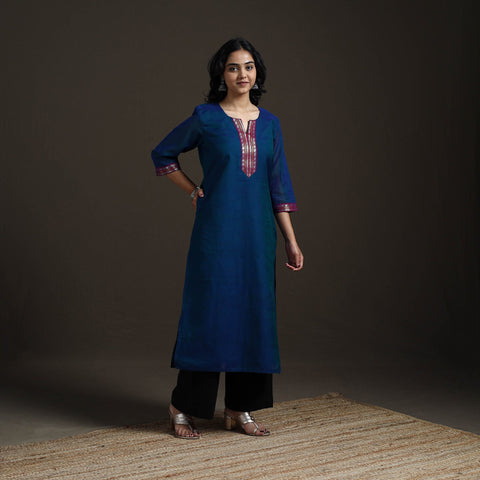 Straight cotton dharwad kurta for women 20 - handcrafted