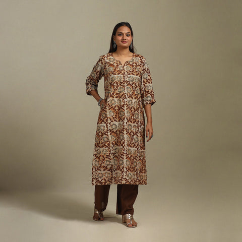 Straight cotton hand batik kurta for women 23 - handcrafted