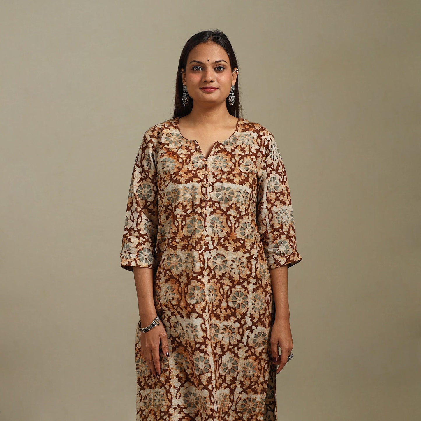 Straight cotton hand batik kurta for women 23 - handcrafted