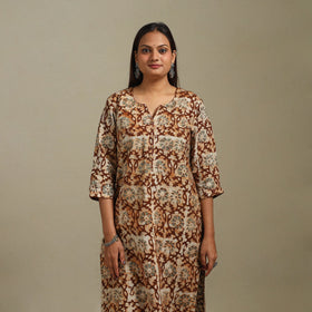Straight cotton hand batik kurta for women 23 - handcrafted