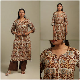 Straight cotton hand batik kurta for women 23 - handcrafted