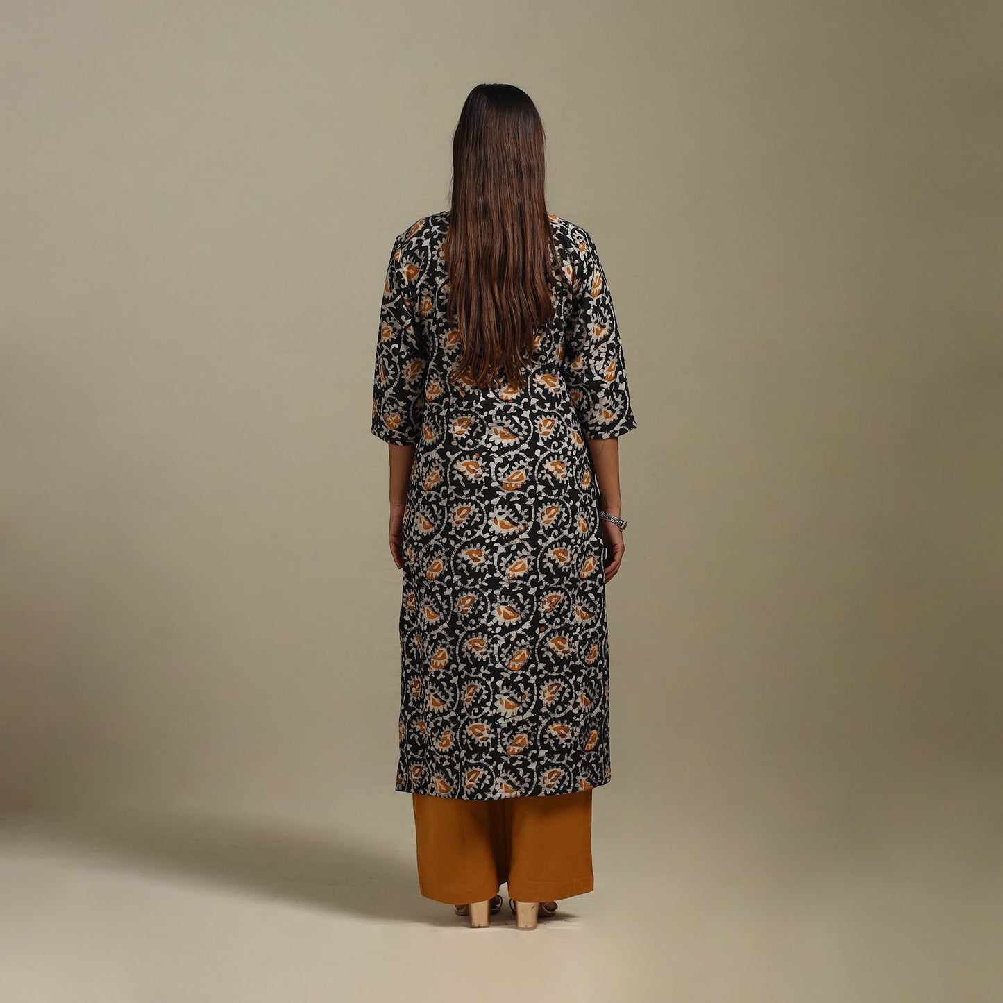 Straight cotton hand batik kurta for women 24 - handcrafted