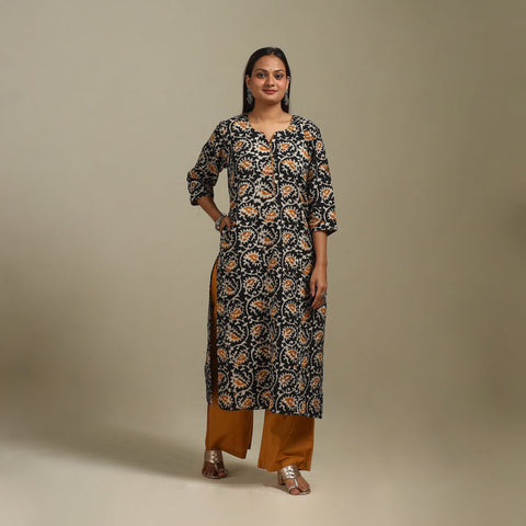 Straight cotton hand batik kurta for women 24 - handcrafted