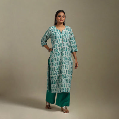 Straight cotton hand batik kurta for women 25 - handcrafted