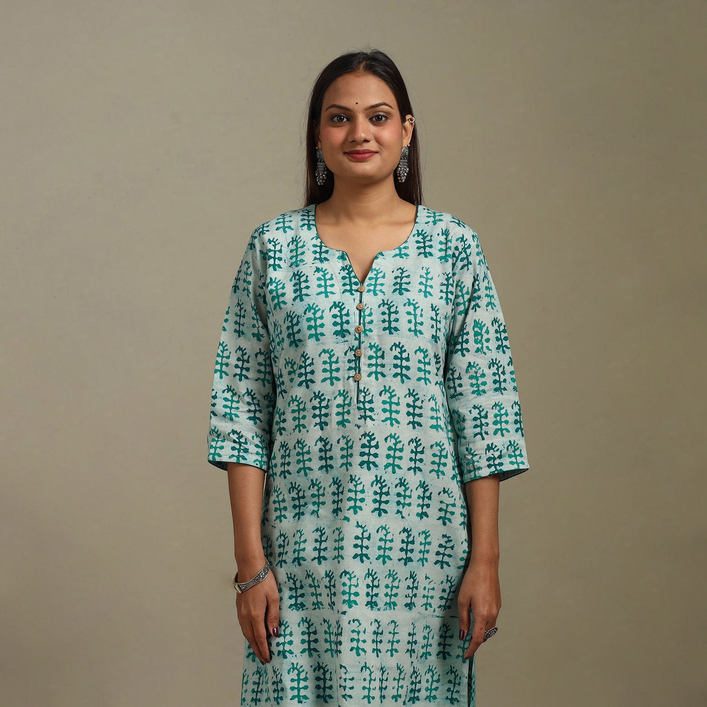 Straight cotton hand batik kurta for women 25 - handcrafted