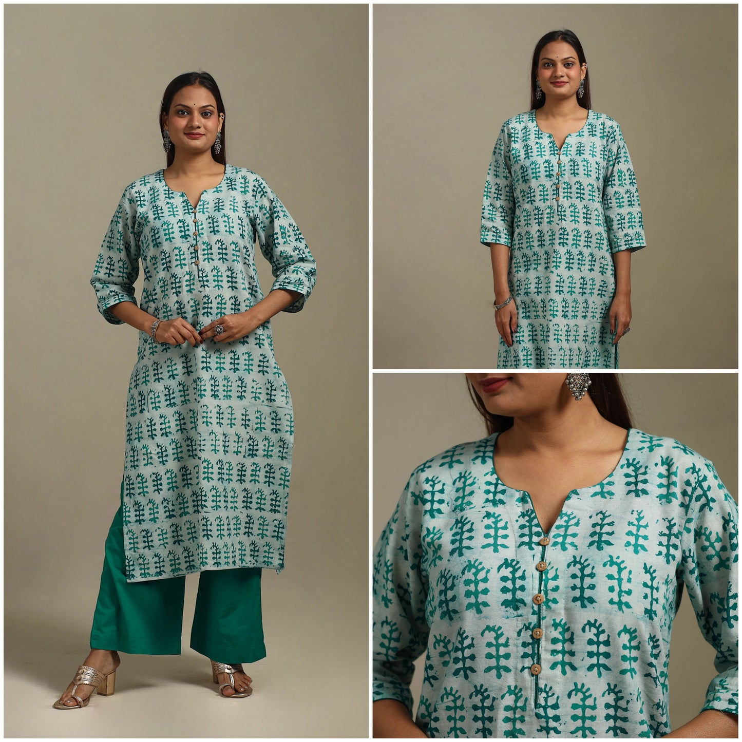 Straight cotton hand batik kurta for women 25 - handcrafted