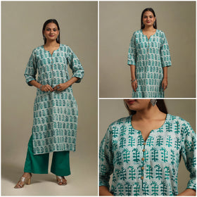 Straight cotton hand batik kurta for women 25 - handcrafted