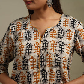 Straight cotton hand batik kurta for women 26 - handcrafted
