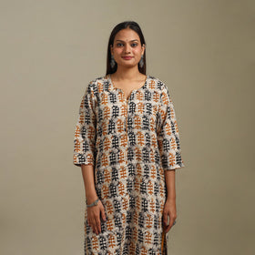 Straight cotton hand batik kurta for women 26 - handcrafted