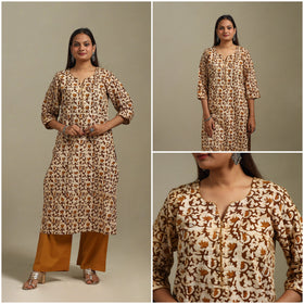 Straight cotton hand batik kurta for women 27 - handcrafted