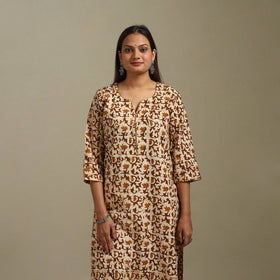 Straight cotton hand batik kurta for women 27 - handcrafted