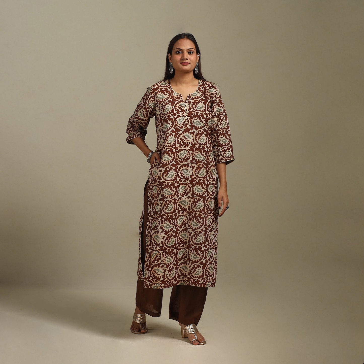 Straight cotton hand batik kurta for women 28 - handcrafted