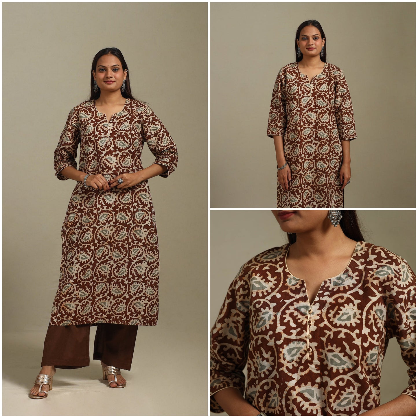 Straight cotton hand batik kurta for women 28 - handcrafted
