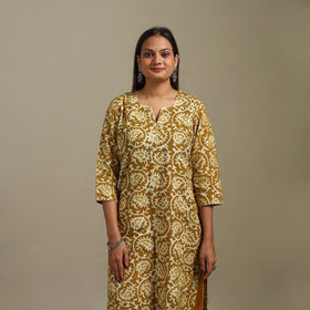 Straight cotton hand batik kurta for women 29 - handcrafted