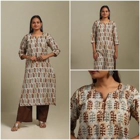 Straight cotton hand batik kurta for women 30 - handcrafted