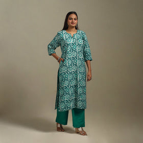 Straight cotton hand batik kurta for women 31 - handcrafted