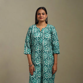Straight cotton hand batik kurta for women 31 - handcrafted