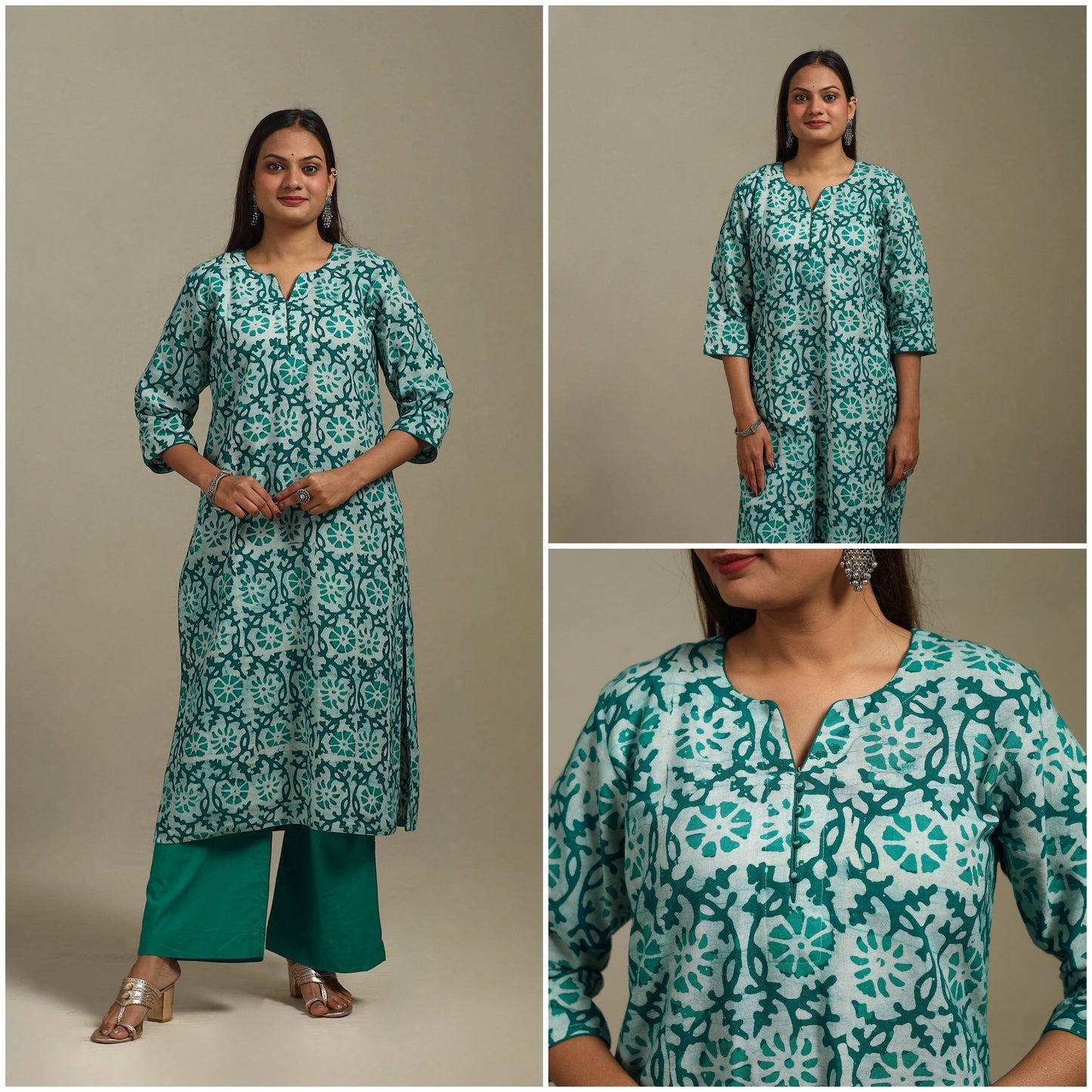 Straight cotton hand batik kurta for women 31 - handcrafted