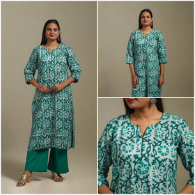 Straight cotton hand batik kurta for women 31 - handcrafted