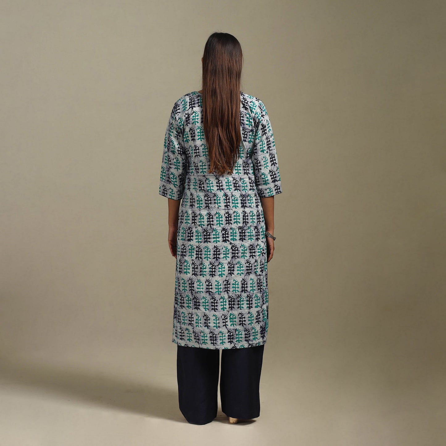 Straight cotton hand batik kurta for women 32 - handcrafted