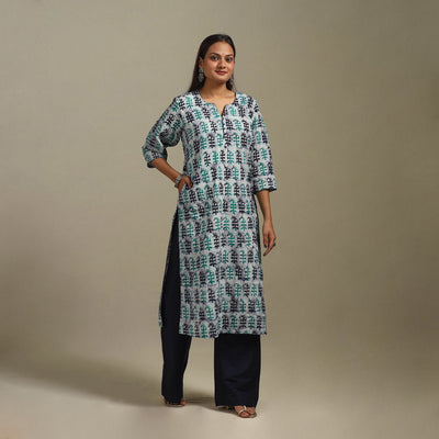 Straight cotton hand batik kurta for women 32 - handcrafted