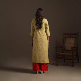 Straight cotton hand embroidered jacquard kurta for women