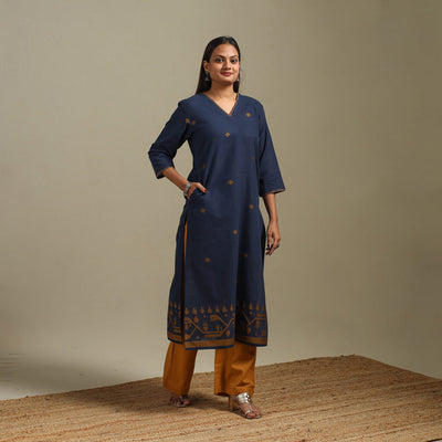 Straight cotton hand embroidered jamdani border thread buti